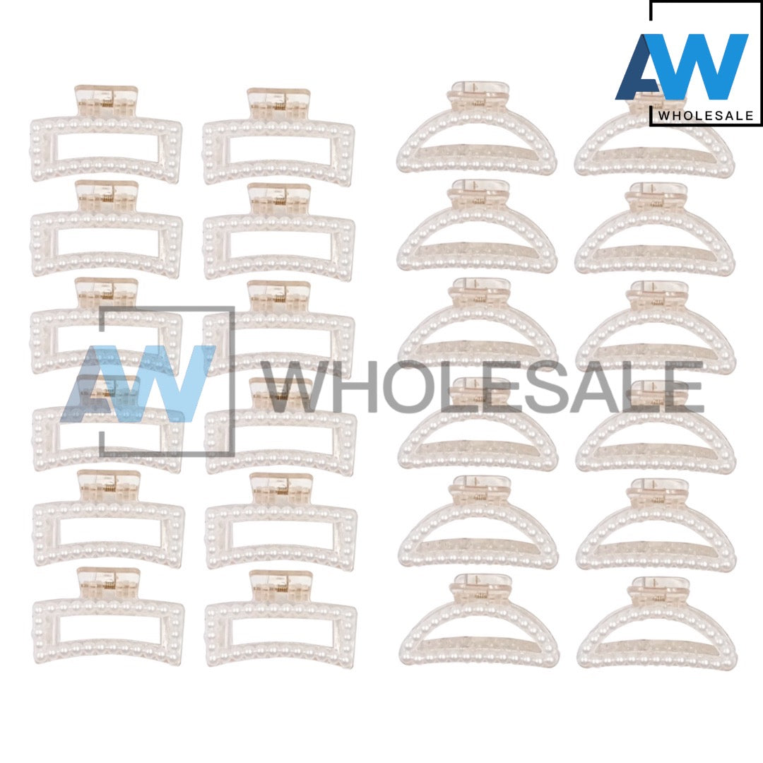 AB-287 (12 pcs) Pearl 6 cm Hair Clamps