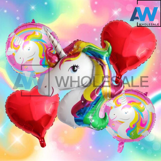 PS-137 (1 set) 5 in 1 Unicorn Foil Balloon Set