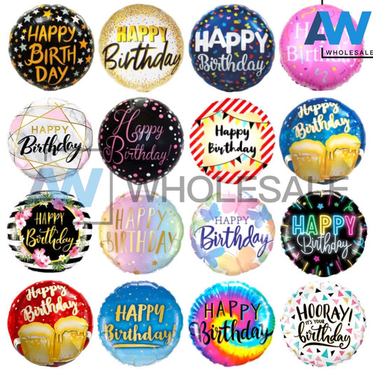 PS-344 (1 pc) Happy Birthday Round Foil Balloon