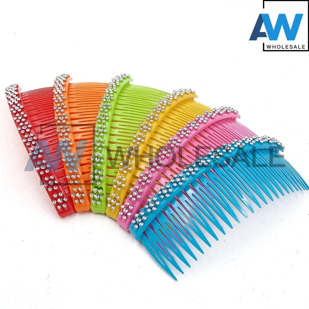 HC-62A (12 pcs) Colored PVC Gemstone Side Combs