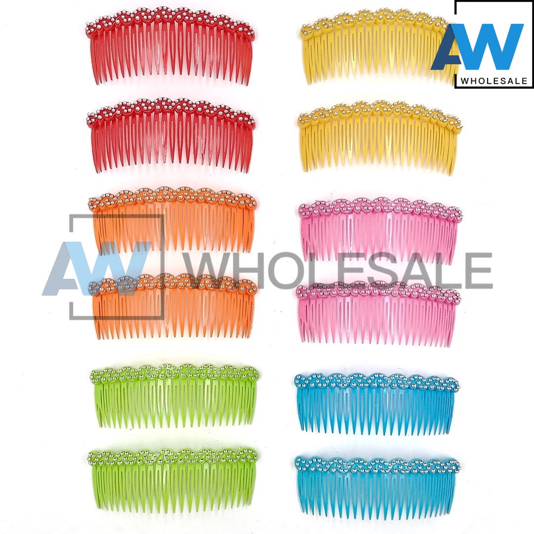 HC-62A (12 pcs) Colored PVC Gemstone Side Combs