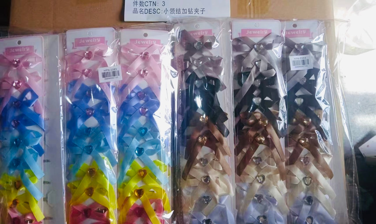 HPN-2383 (1 card) Gemstone Ribbon Hair Clip
