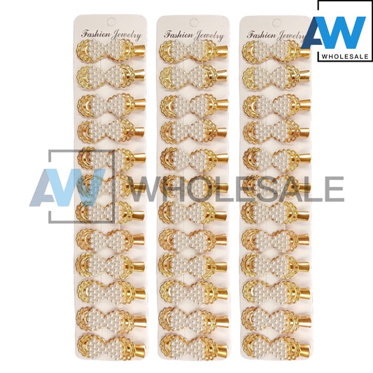 HPN-26 (12 pcs) Ribbon Pearl Hair Clips