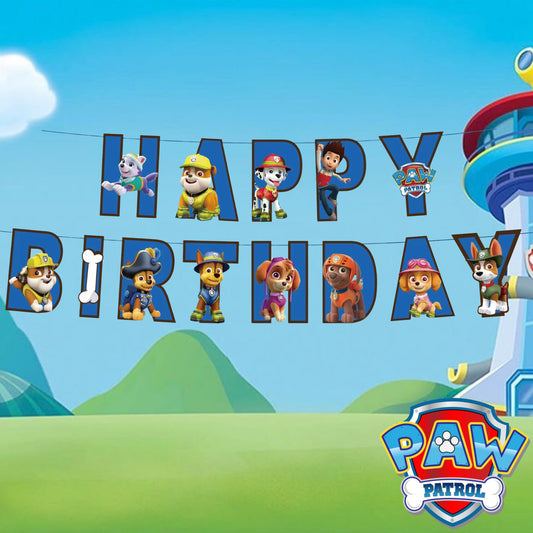 PS-308 (1 set) Paw Patrol Happy Birthday Banner