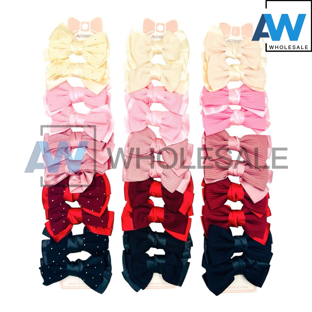 HPN-2347 (10 pcs) Two Layer Ribbon Hair Clips