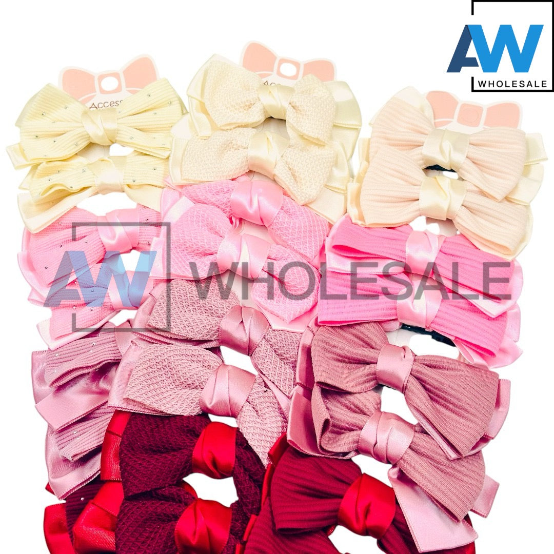 HPN-2347 (10 pcs) Two Layer Ribbon Hair Clips