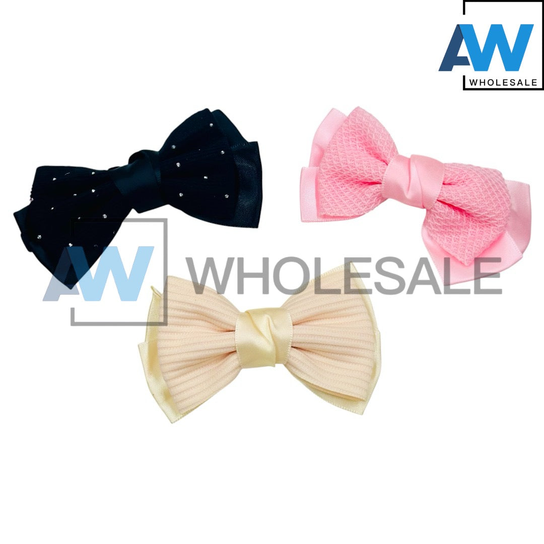 HPN-2347 (10 pcs) Two Layer Ribbon Hair Clips