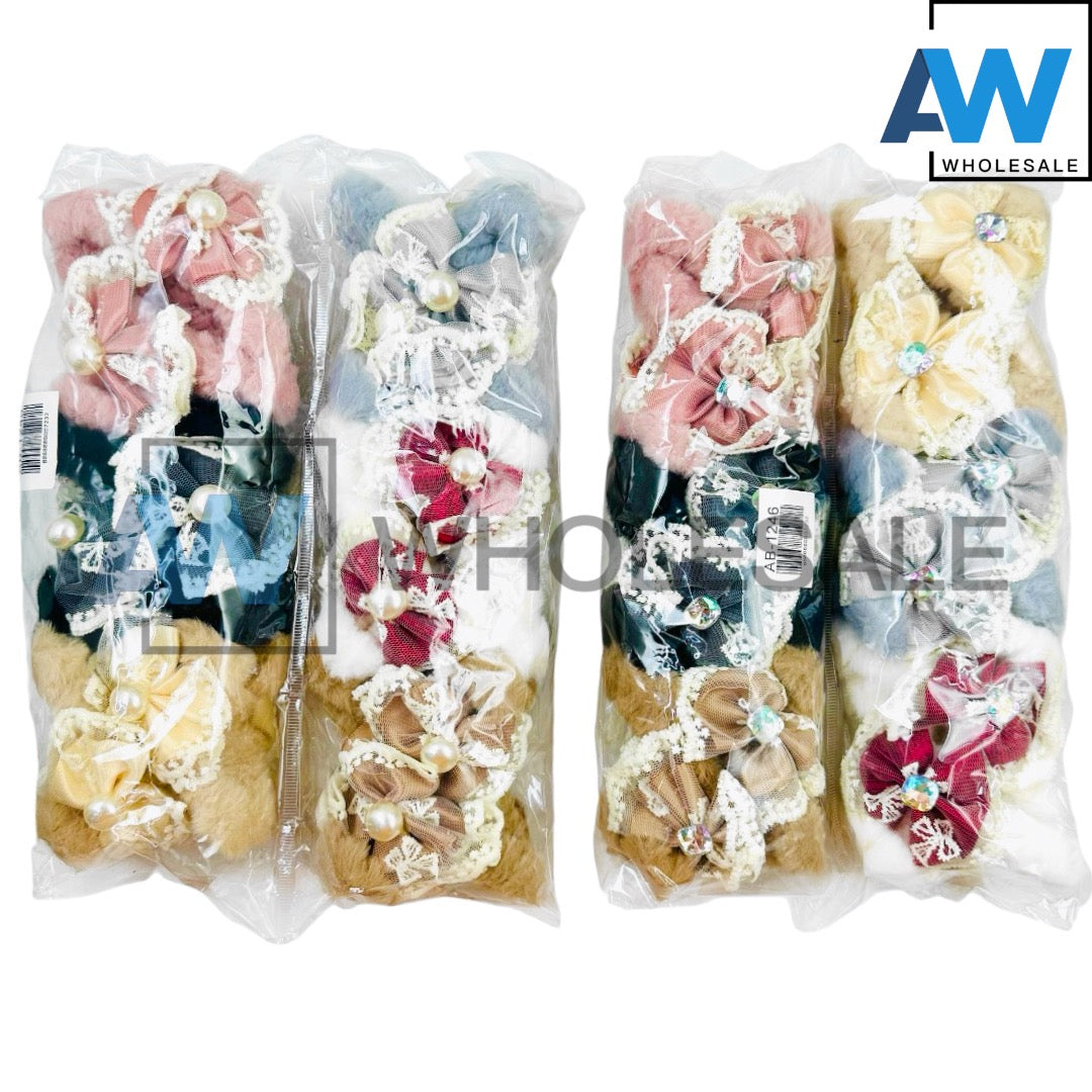 AB-1246 (12 pcs) Faux Fur 11 cm Hair Clamps