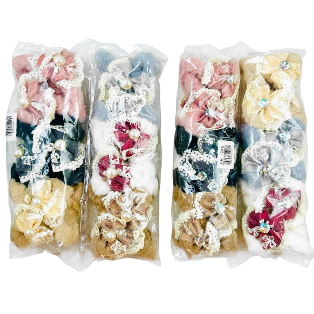 AB-1246 (12 pcs) Faux Fur 11 cm Hair Clamps