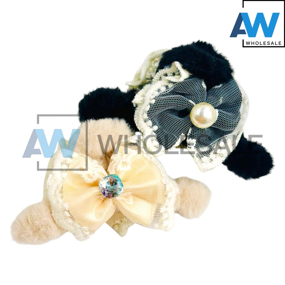 AB-1246 (12 pcs) Faux Fur 11 cm Hair Clamps