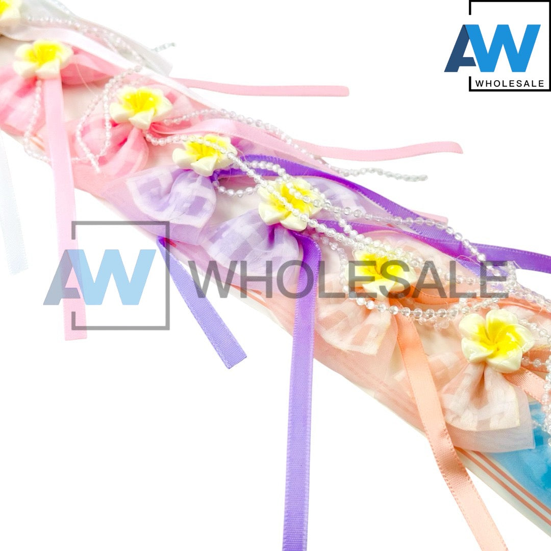 HPN-2411 (10 pcs) Flower Ribbon Hair Clips