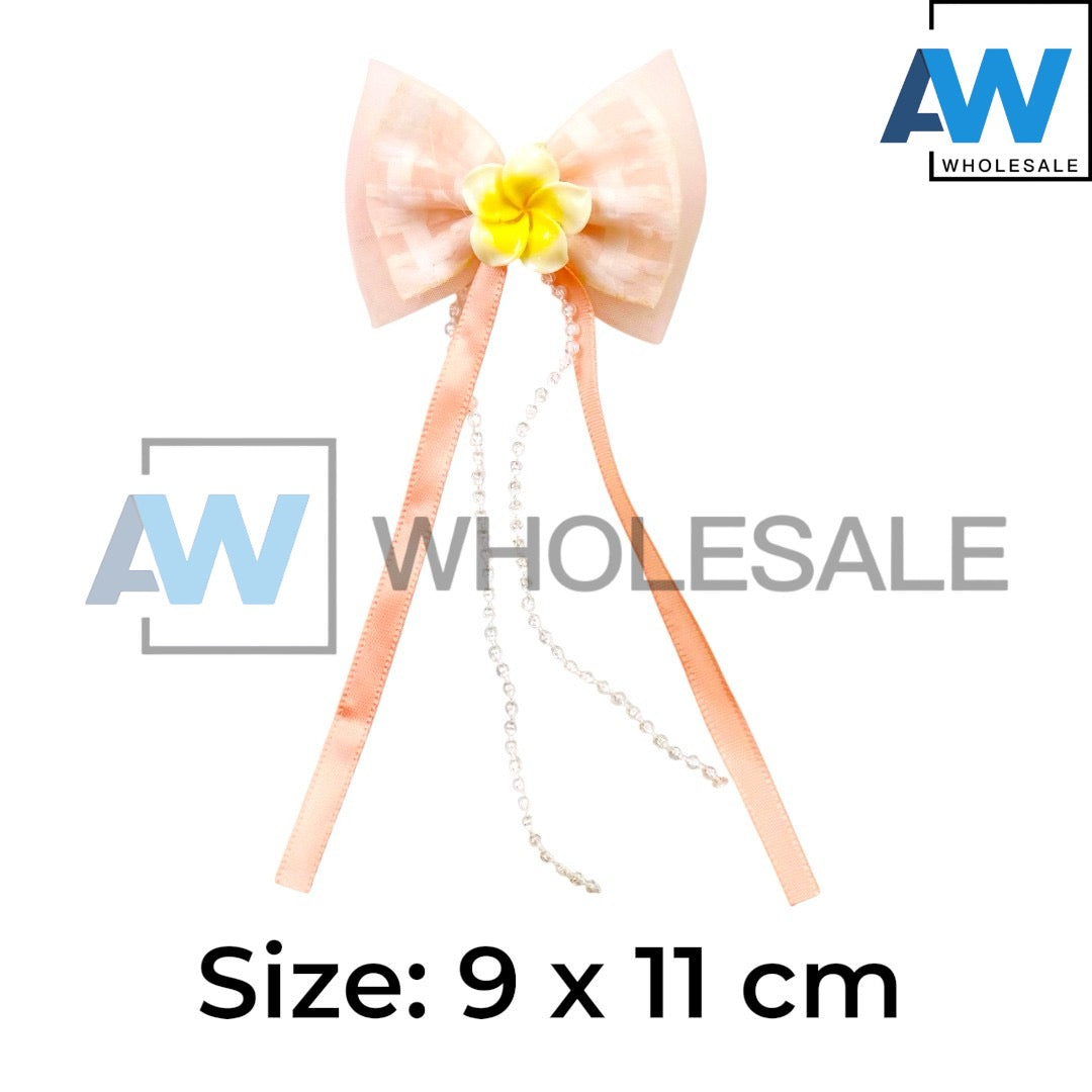 HPN-2411 (10 pcs) Flower Ribbon Hair Clips