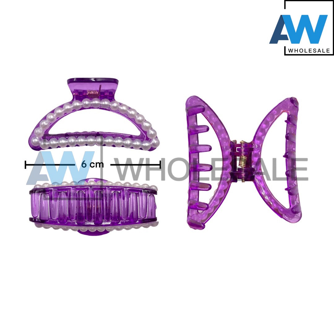 AB-359 (12 pcs) Pearl Transparent Hair Clamps