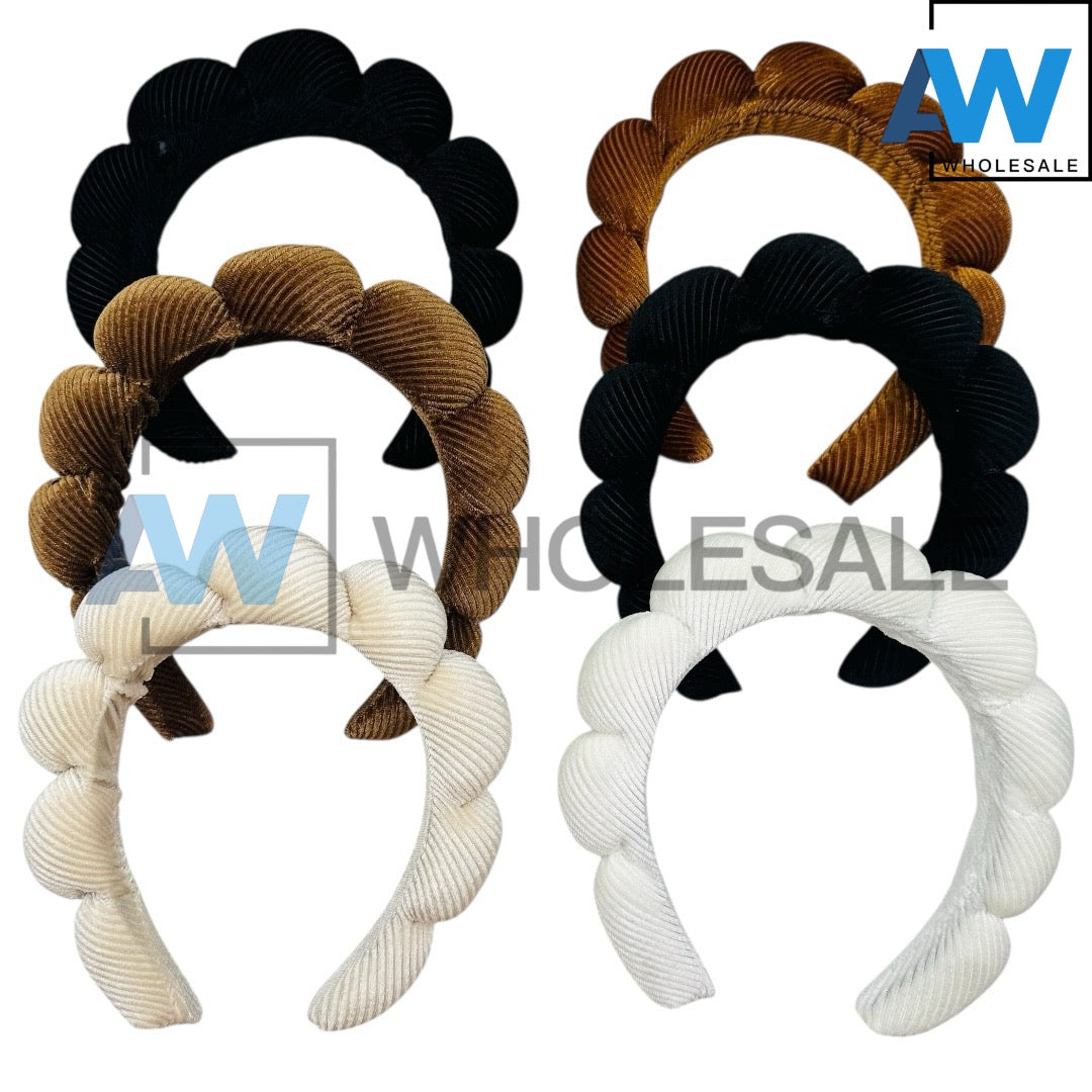 HB-1642 (6 pcs) Textured Stripe Plush Headbands