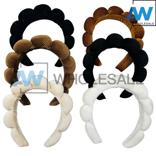 HB-1642 (6 pcs) Textured Stripe Plush Headbands