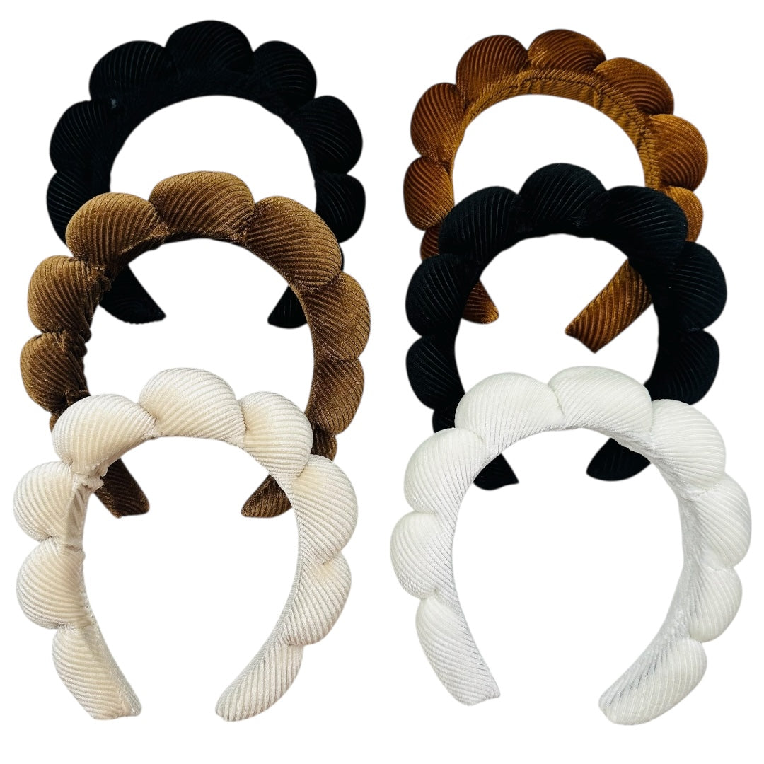 HB-1642 (6 pcs) Textured Stripe Plush Headbands