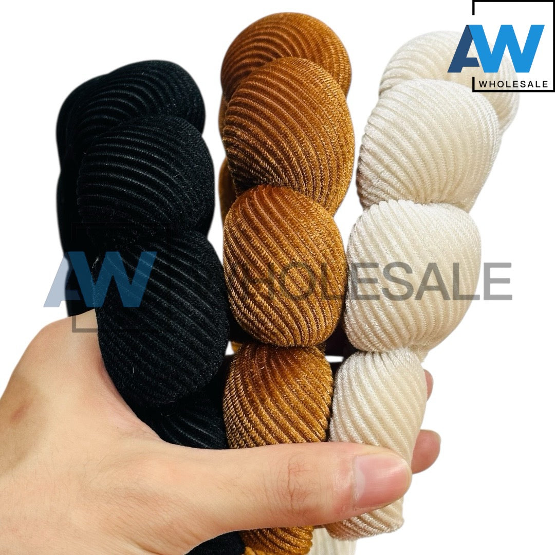 HB-1642 (6 pcs) Textured Stripe Plush Headbands
