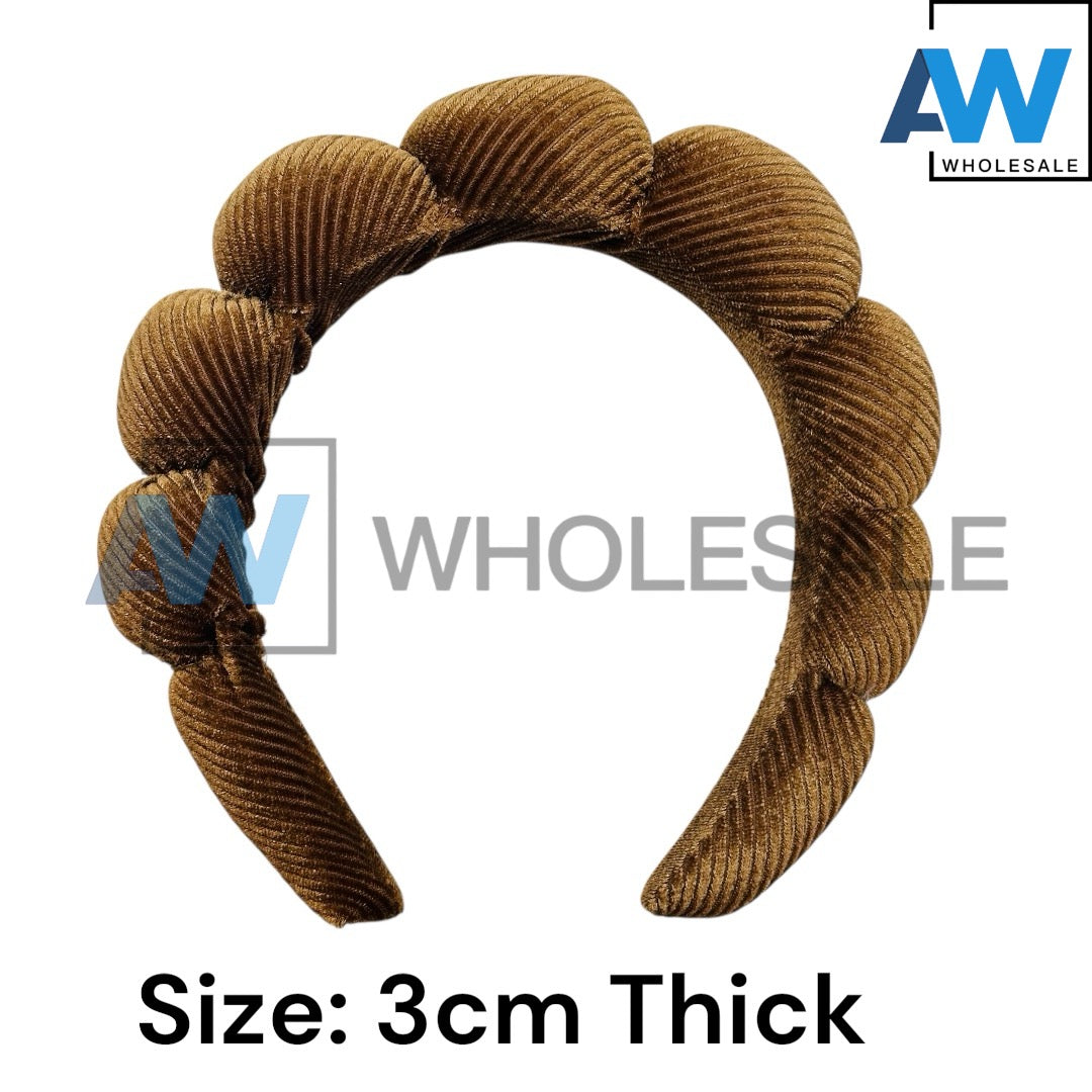 HB-1642 (6 pcs) Textured Stripe Plush Headbands