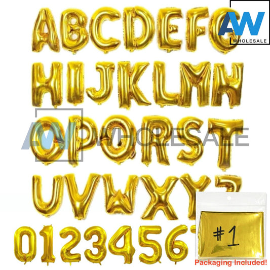 PS-01 (1 pc) 16 Inches Gold Letter & Number Foil Balloons