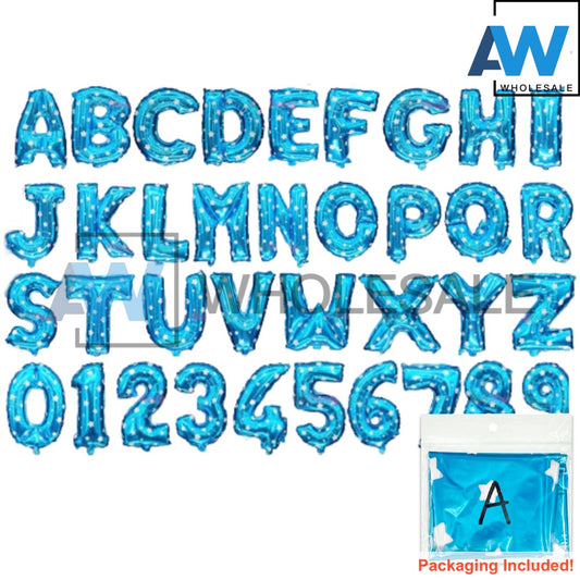 PS-03 (1 pc) 16 Inches Blue Star Letter & Number Foil Balloons