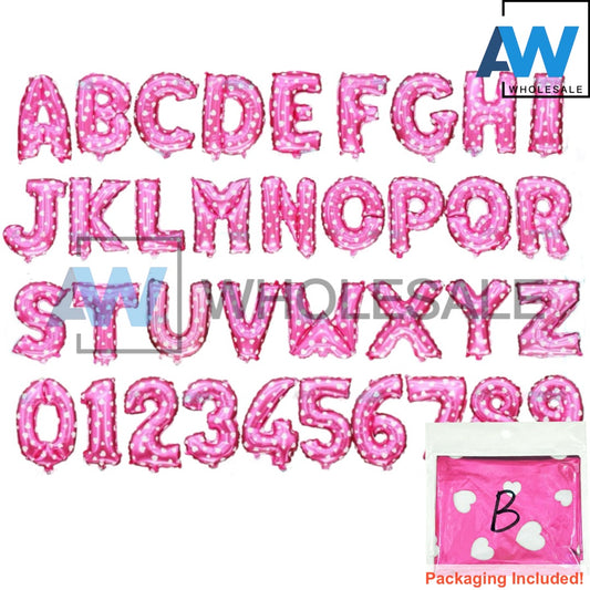PS-04 (1 pc) 16 Inches Pink Hearts Letter & Number Foil Balloons