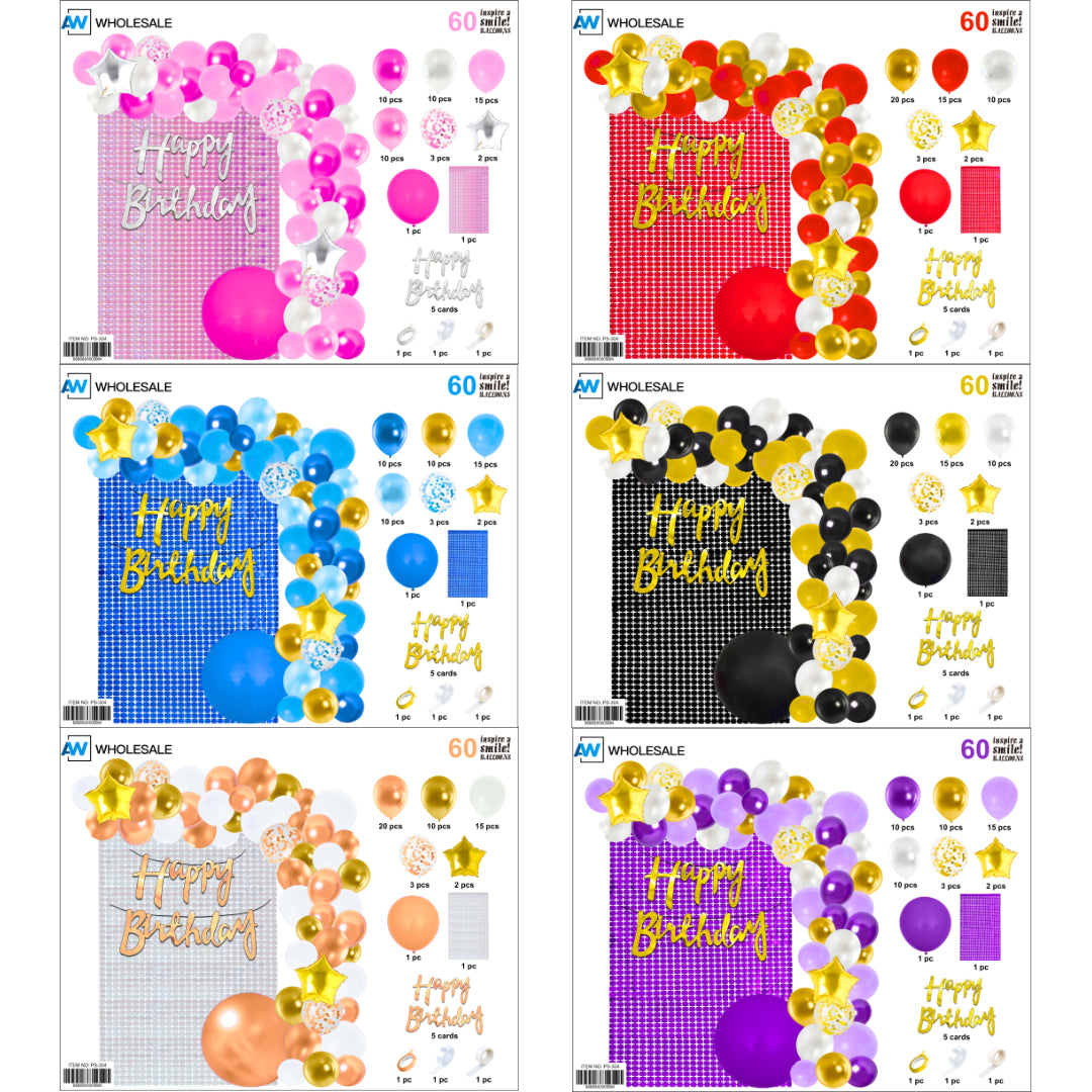 PS-304 (1 set) 60 in 1 Mini Sequin Balloon Backdrop Set
