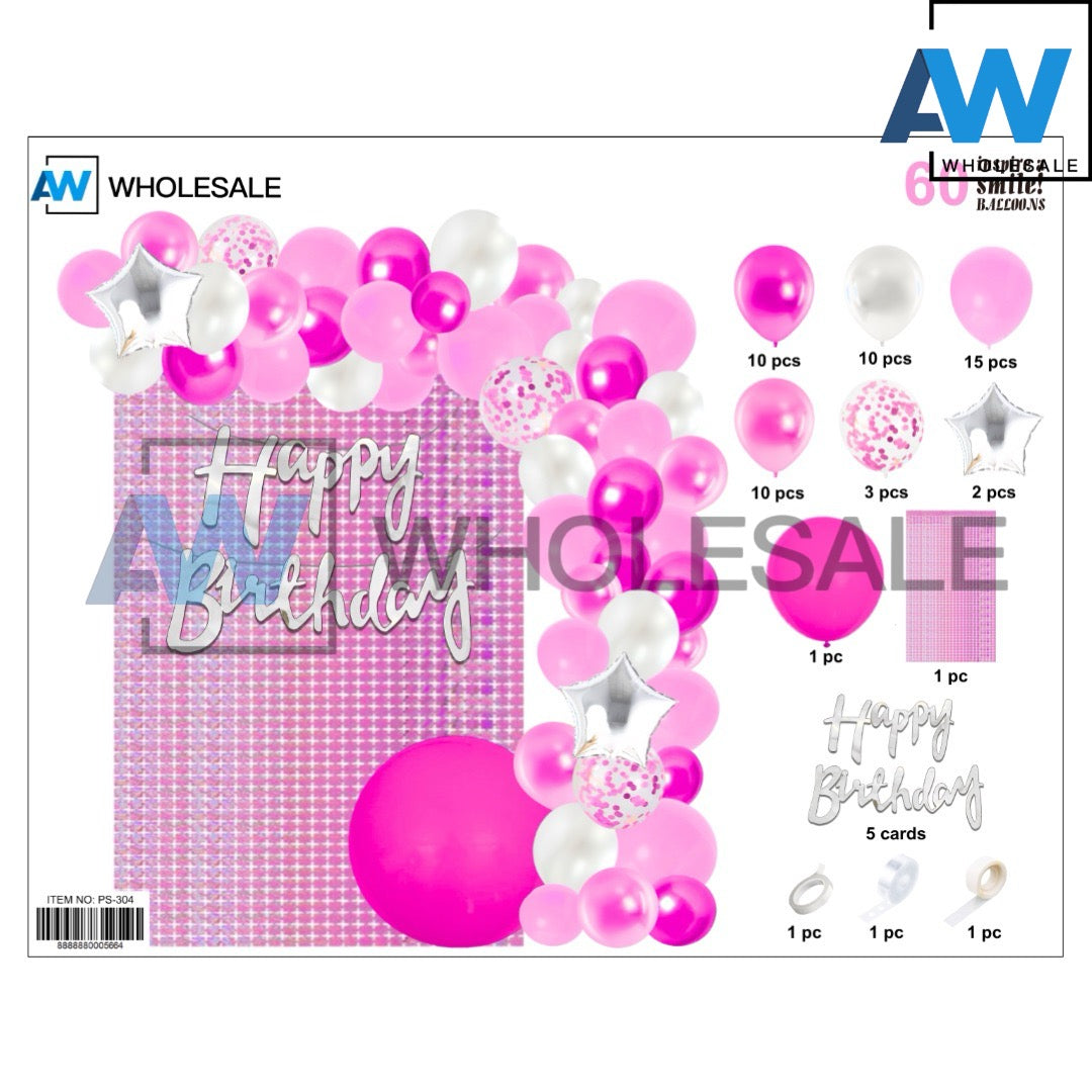PS-304 (1 set) 60 in 1 Mini Sequin Balloon Backdrop Set