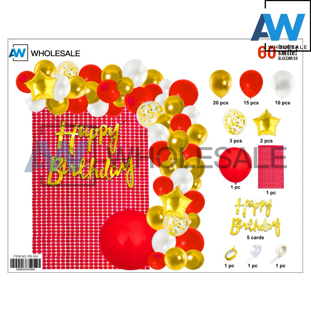 PS-304 (1 set) 60 in 1 Mini Sequin Balloon Backdrop Set