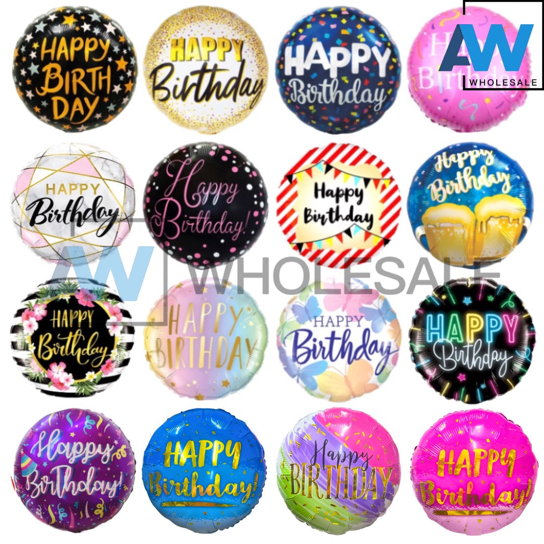 PS-344 (1 pc) Happy Birthday Round Foil Balloon