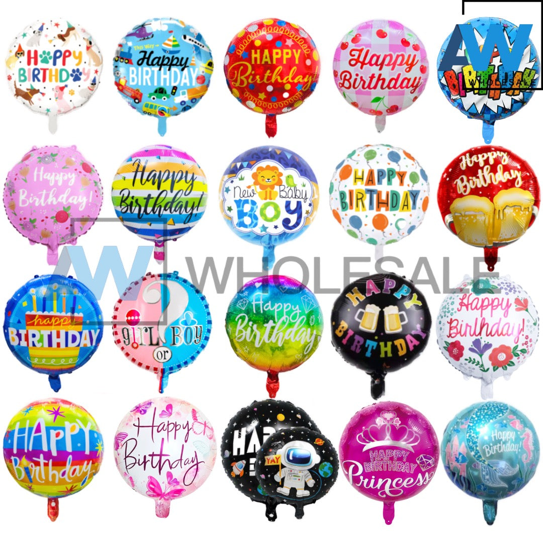 PS-344 (1 pc) Happy Birthday Round Foil Balloon