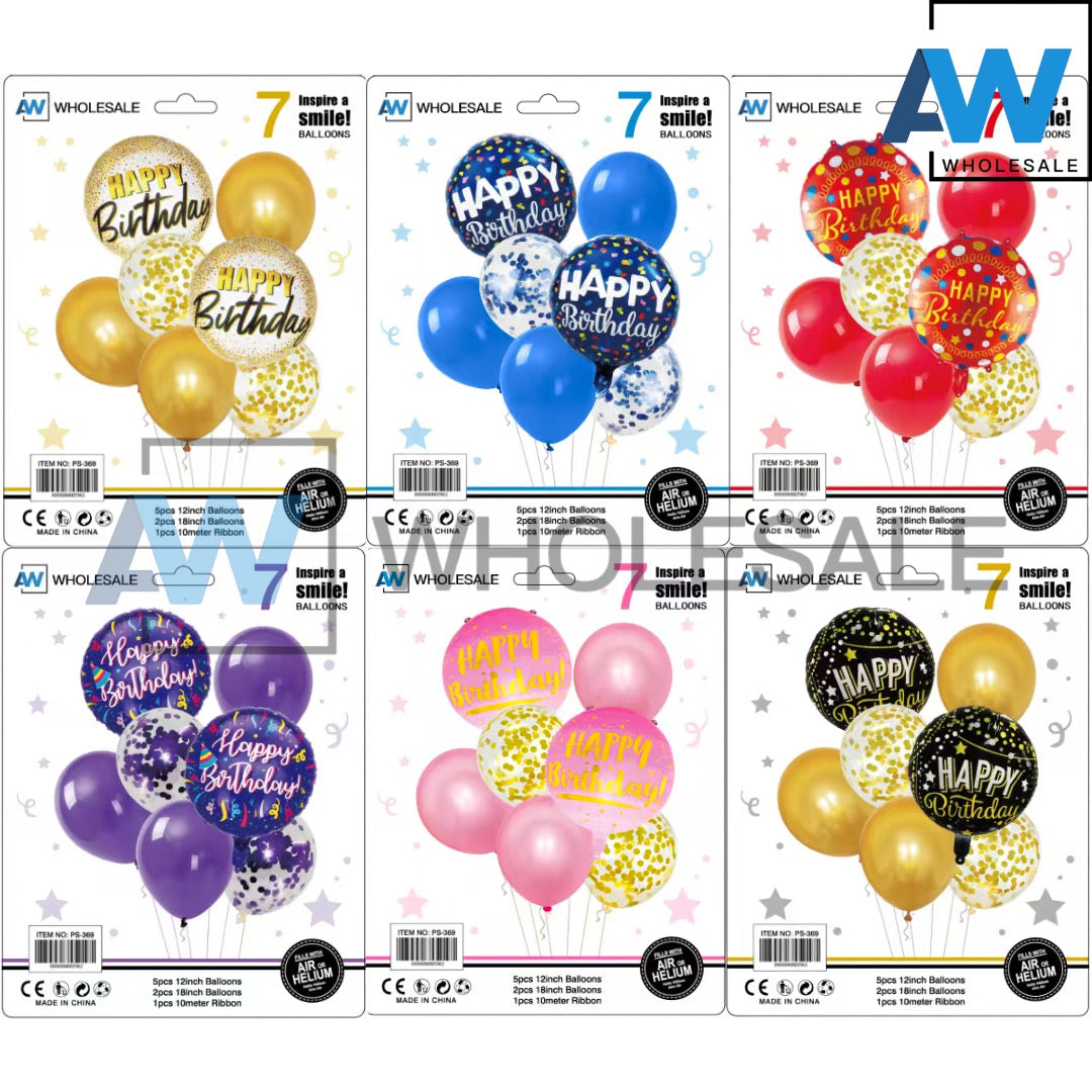 PS-369 (1 set) 7 in 1 Metallic Happy Birthday Set