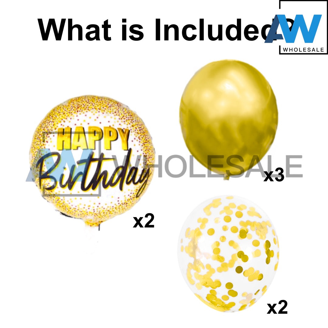 PS-369 (1 set) 7 in 1 Metallic Happy Birthday Set