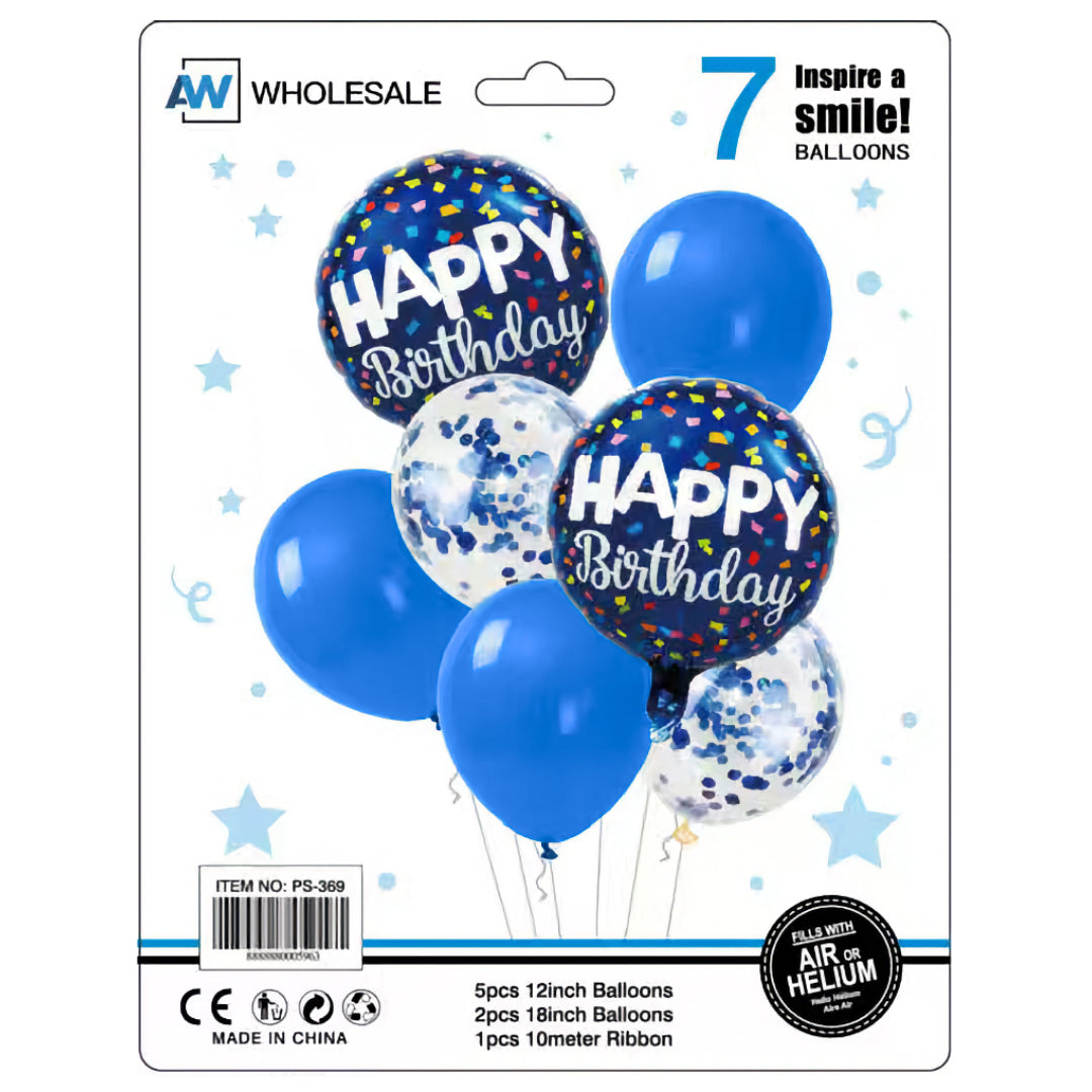 PS-369 (1 set) 7 in 1 Metallic Happy Birthday Set