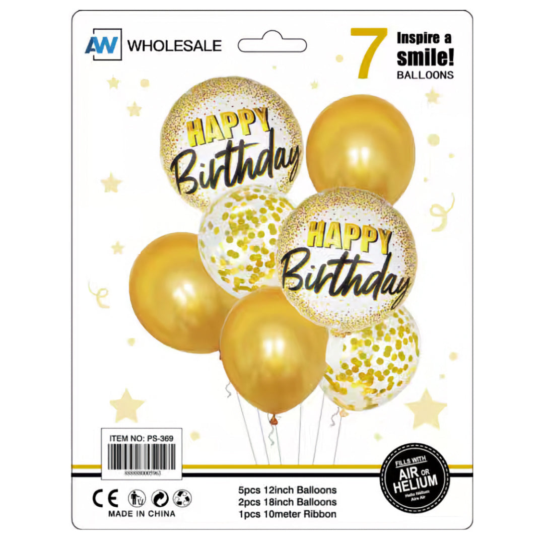 PS-369 (1 set) 7 in 1 Metallic Happy Birthday Set