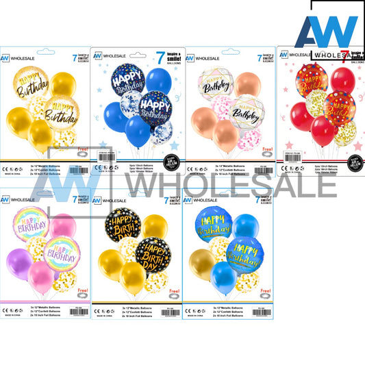 PS-369 (1 set) 7 in 1 Metallic Happy Birthday Set