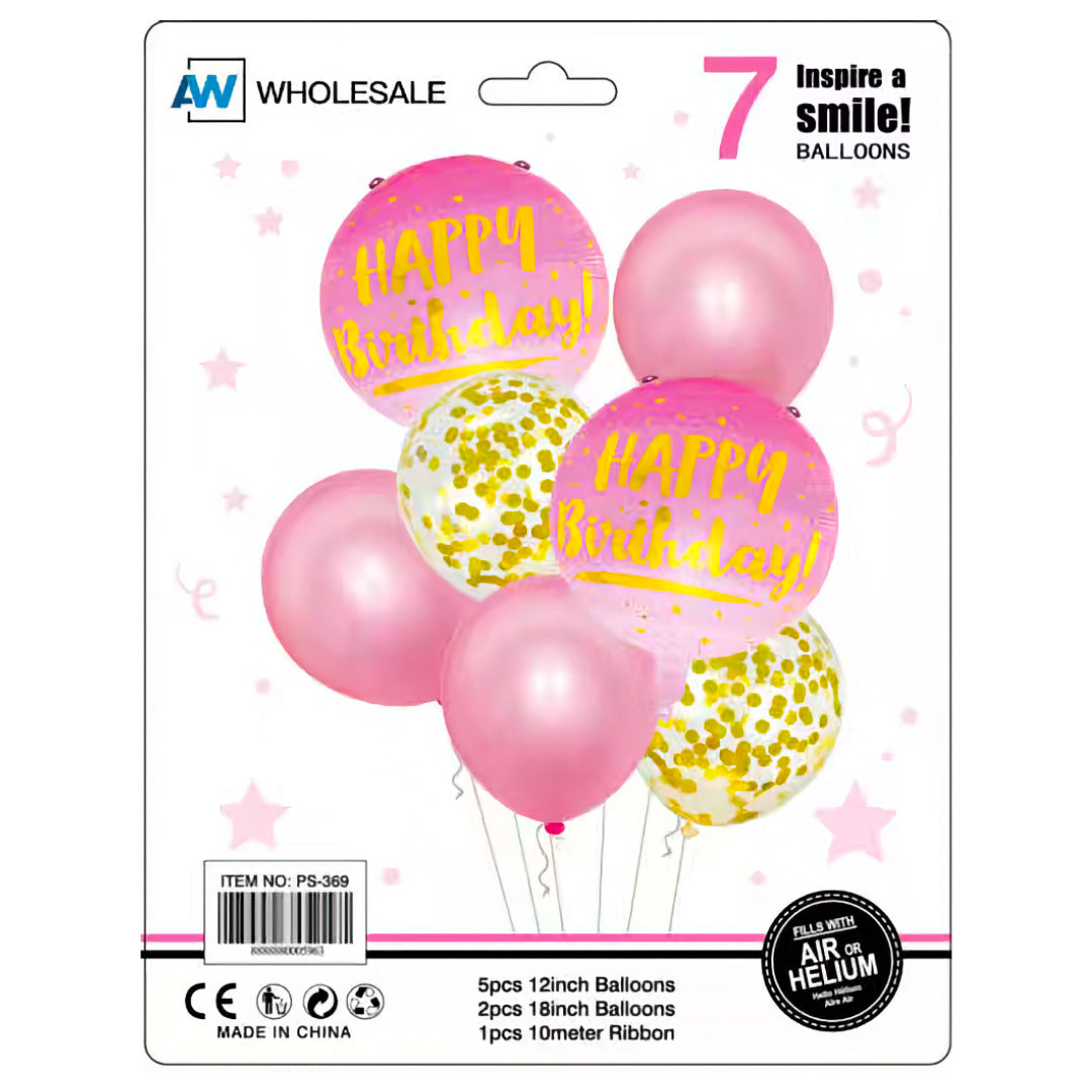 PS-369 (1 set) 7 in 1 Metallic Happy Birthday Set