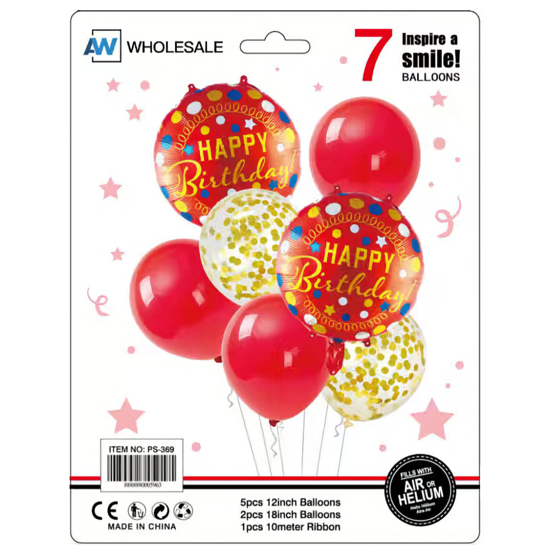 PS-369 (1 set) 7 in 1 Metallic Happy Birthday Set