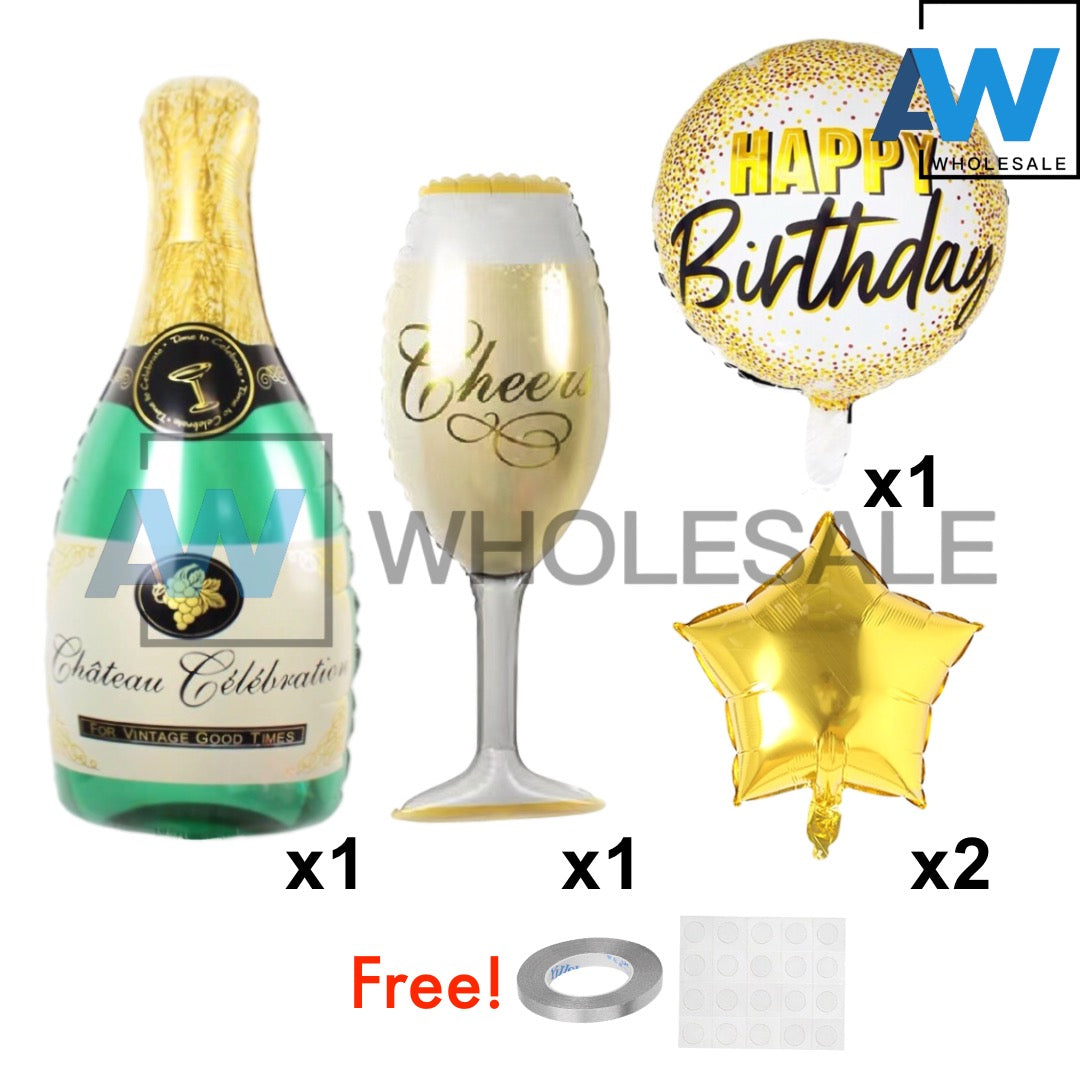 PS-385 (1 set) Champagne Whiskey Foil Balloon Set