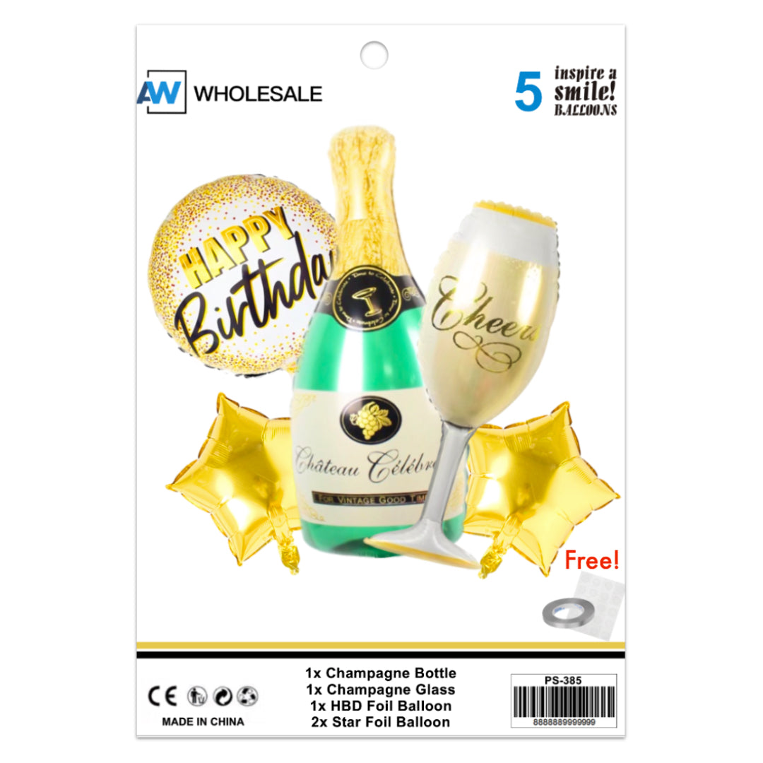 PS-385 (1 set) Champagne Whiskey Foil Balloon Set
