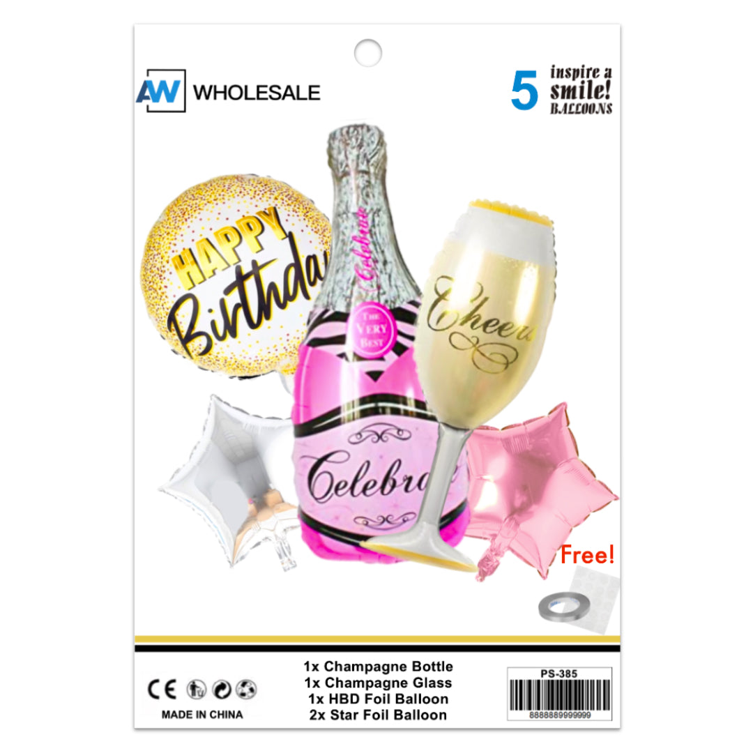PS-385 (1 set) Champagne Whiskey Foil Balloon Set