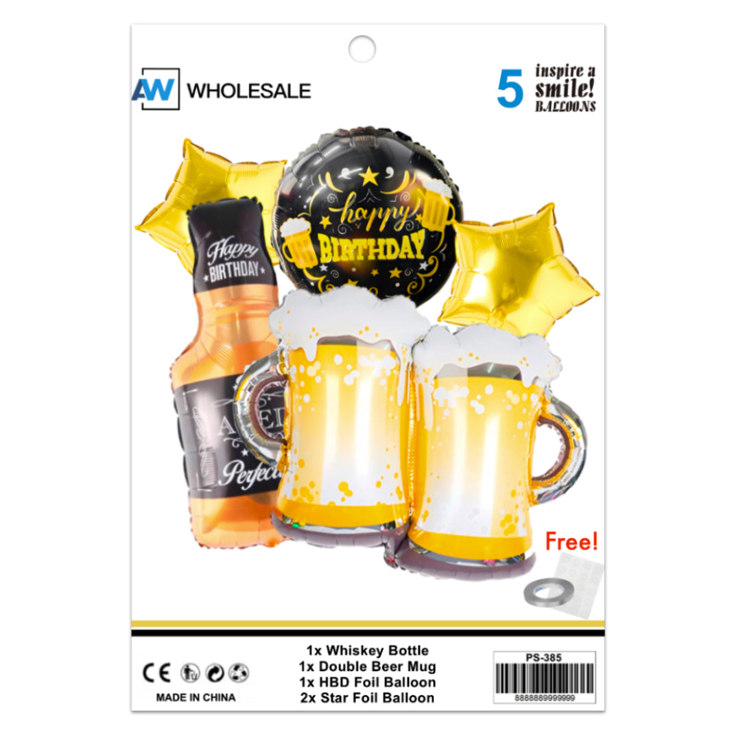 PS-385 (1 set) Champagne Whiskey Foil Balloon Set