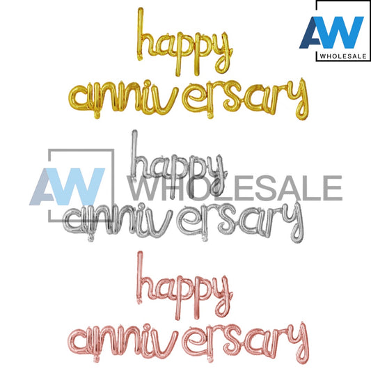 PS-401 (1 set) Happy Anniversary Cursive Foil Balloon