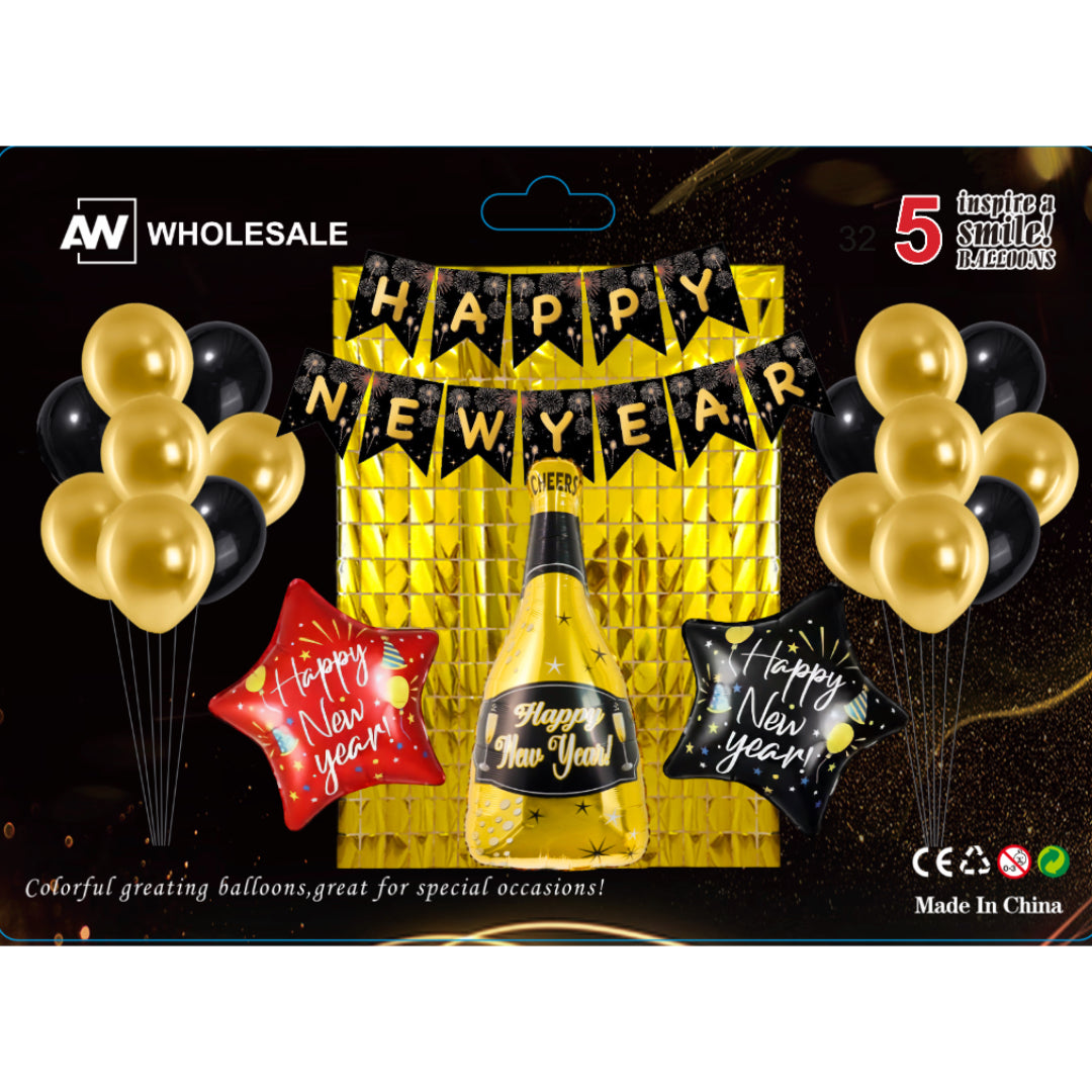 PS-414 (1 set) Happy New Year Balloon Backdrop Set