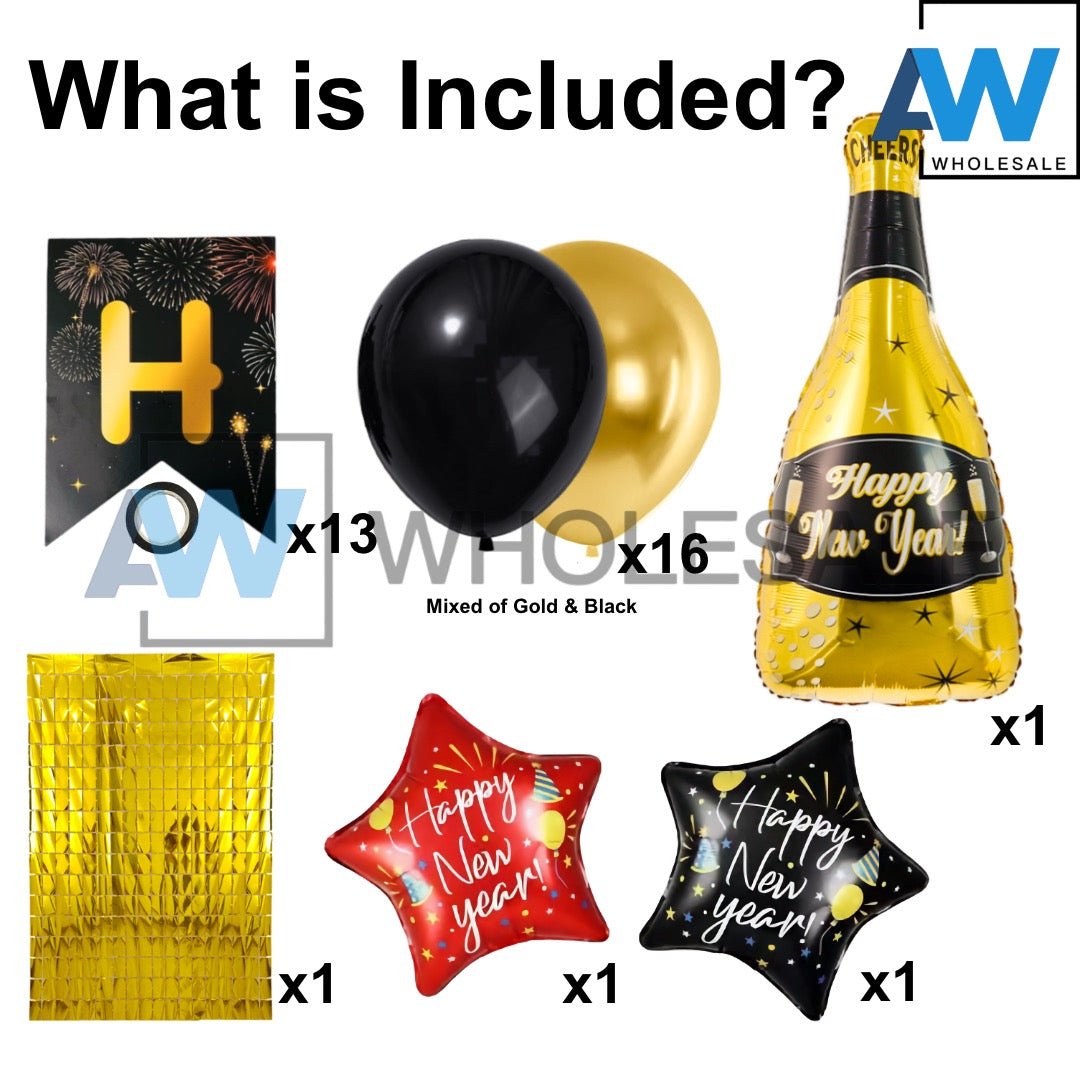 PS-414 (1 set) Happy New Year Balloon Backdrop Set