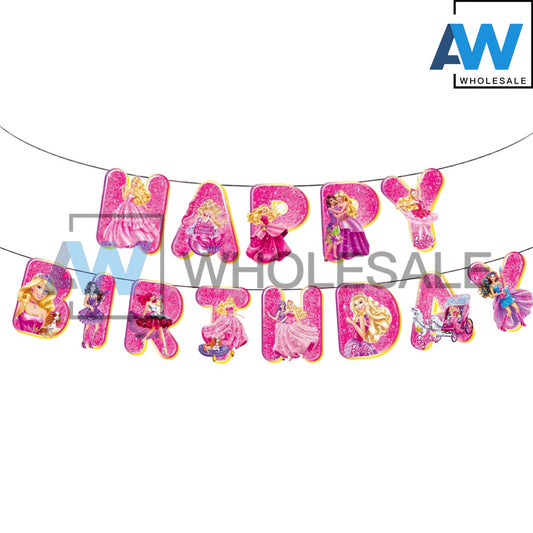 PS-418 (1 set) Barbie Happy Birthday Banner