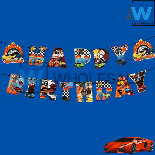 PS-442 (1 set) Race Car Happy Birthday Banner