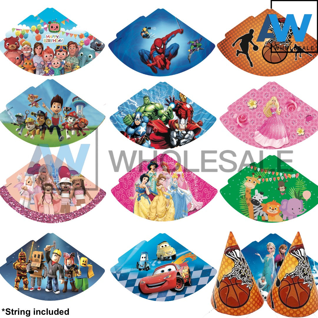 PS-498 (6 pcs) 20 cm Character Kids Party Hats