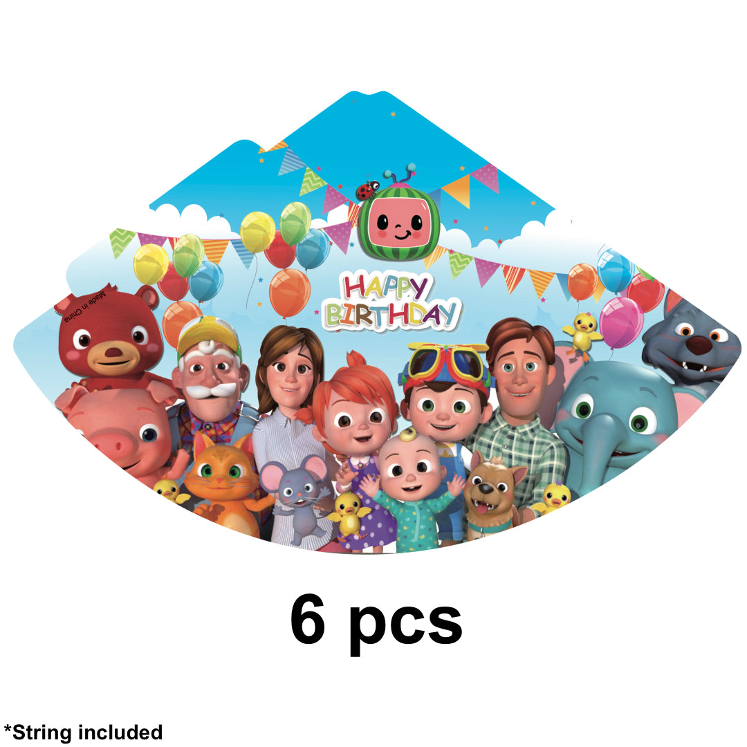 PS-498 (6 pcs) 20 cm Character Kids Party Hats