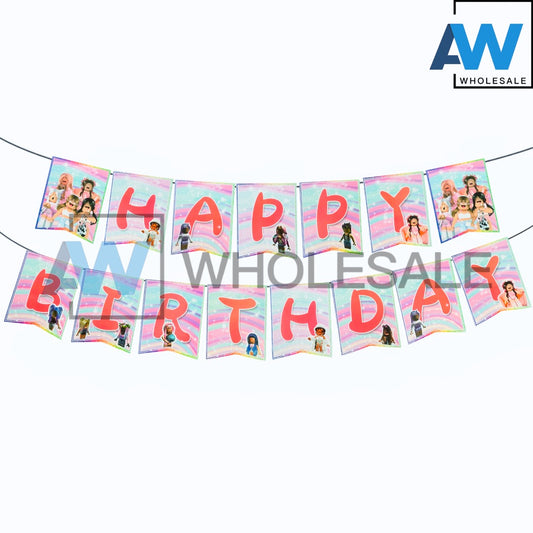 PS-502 (1 set) Roblox Girl Happy Birthday Banner