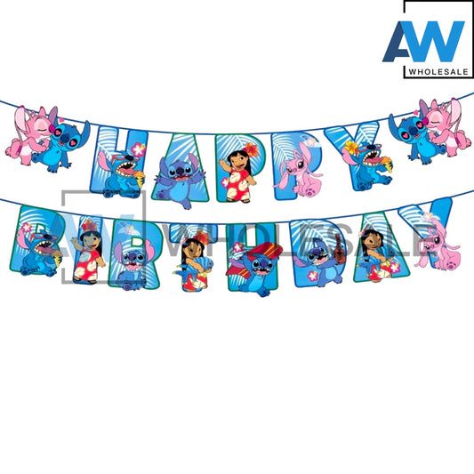 PS-557 (1 set) Stitch Happy Birthday Banner